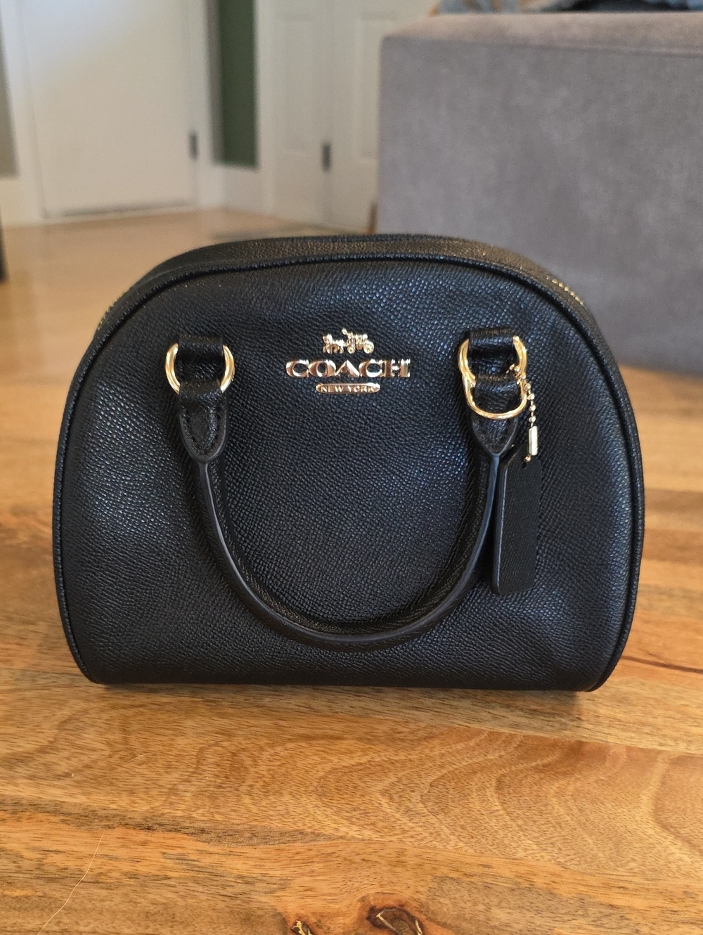 Coach Sydney Crossbody Black Mini Dome Satchel with Gold Hardware